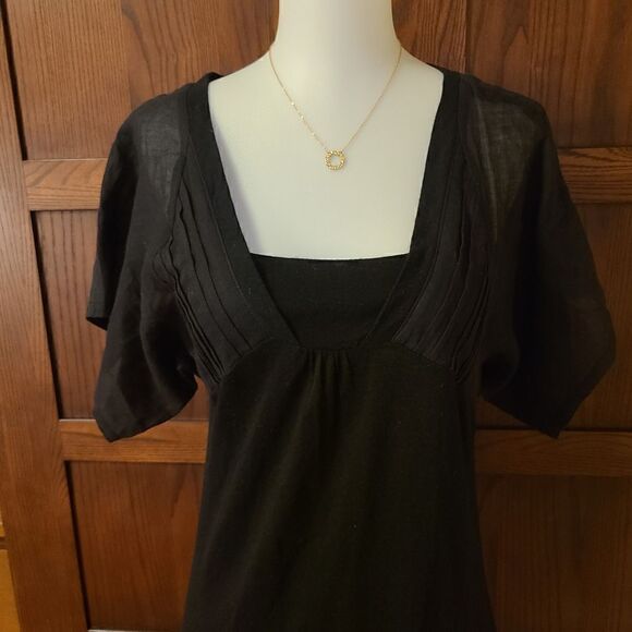 Athe Vanessa Bruno Flutter Sleeve Black Dress - Picture 2 of 8